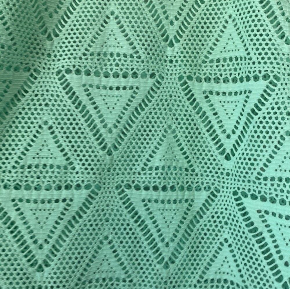 Lagaci Swim Cover Up Womens L Mint Green Lace Mesh Long Sleeve Beach Coastal - Picture 4 of 7